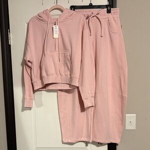Pink Hoodie and Barrel Sweatpants Set